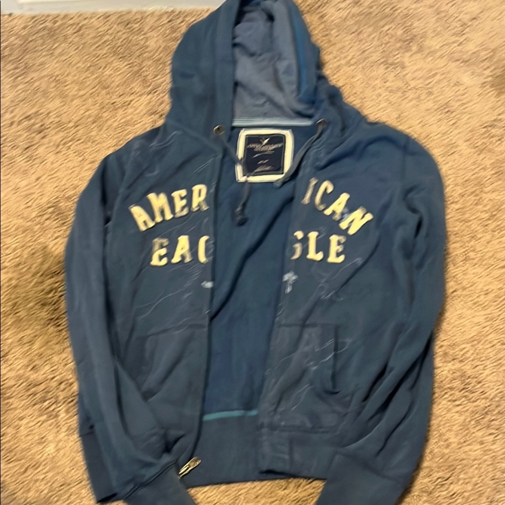 Y2K American Eagle Outfitters Navy Hoodie Jacket Medium